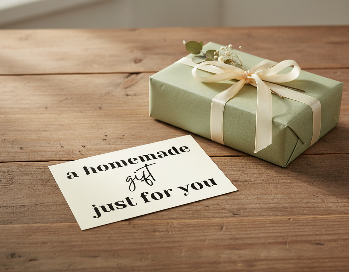 Text 'a homemade gift just for you' on a white background